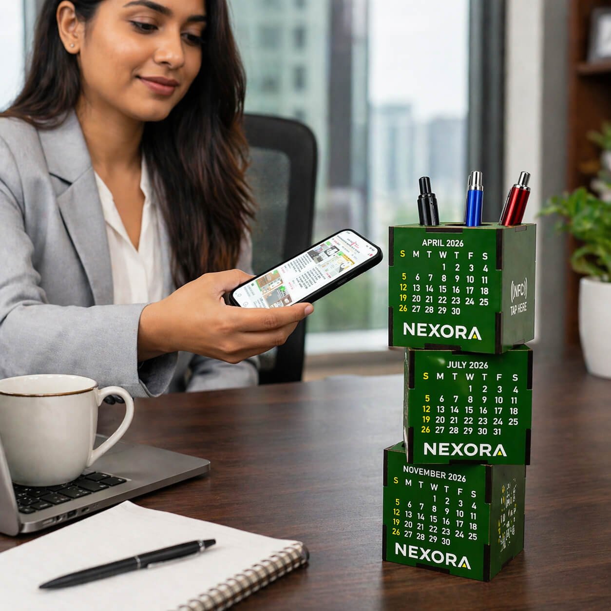 TapCube: 3 Cube Stacking Calendar with Pen stand & NFC - Premium Corporate Gift | B207 - corporate gift by YuBingo