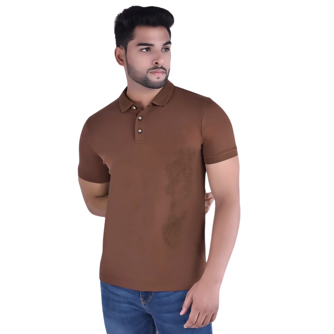 UCB Jacquard Collar Polo T-Shirt - Brown | 100% Cotton Comfort Wear - corporate gift by YuBingo