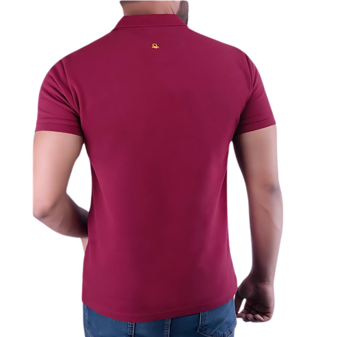 Benetton UCB Polo T-Shirt - Wine (100% Cotton) - product image 2