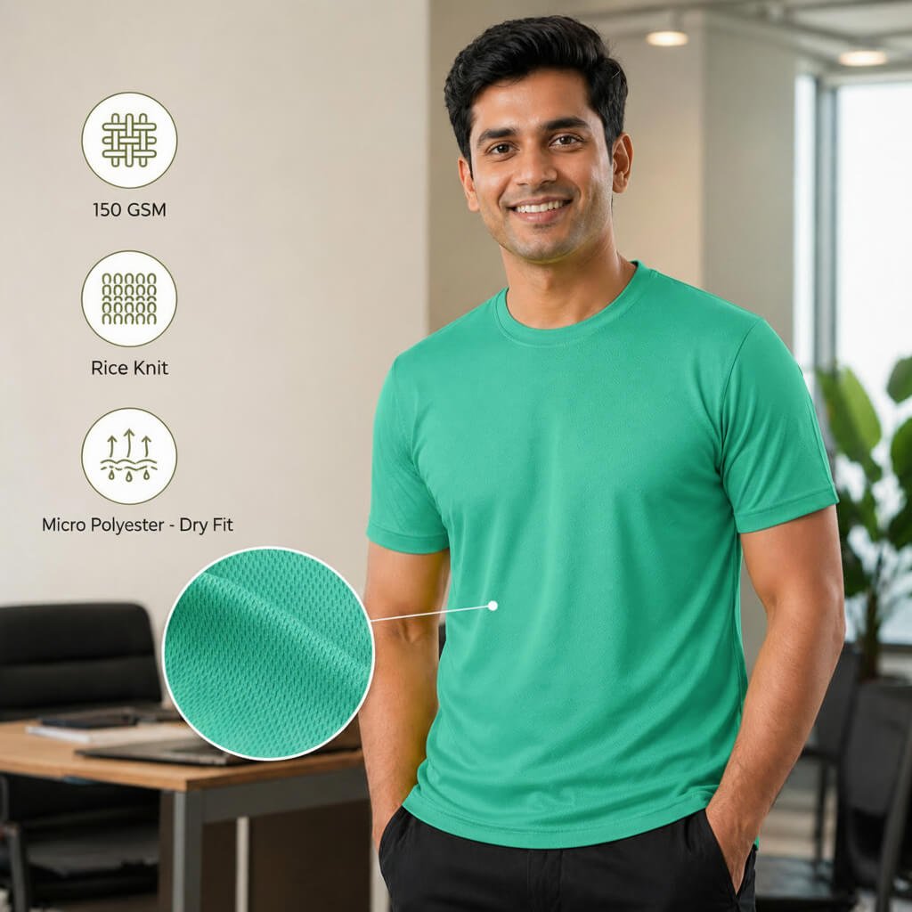 Berlin Aqua Green round-neck T-shirt for corporate gifting