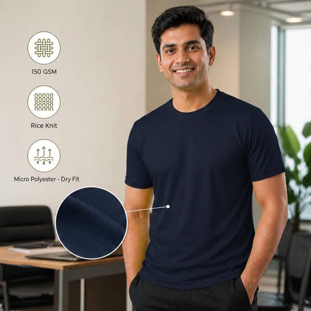 Berlin Navy Blue round-neck T-shirt for corporate gifting
