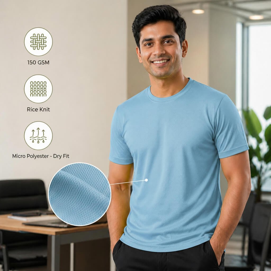Berlin Sky Blue round-neck T-shirt for corporate gifting