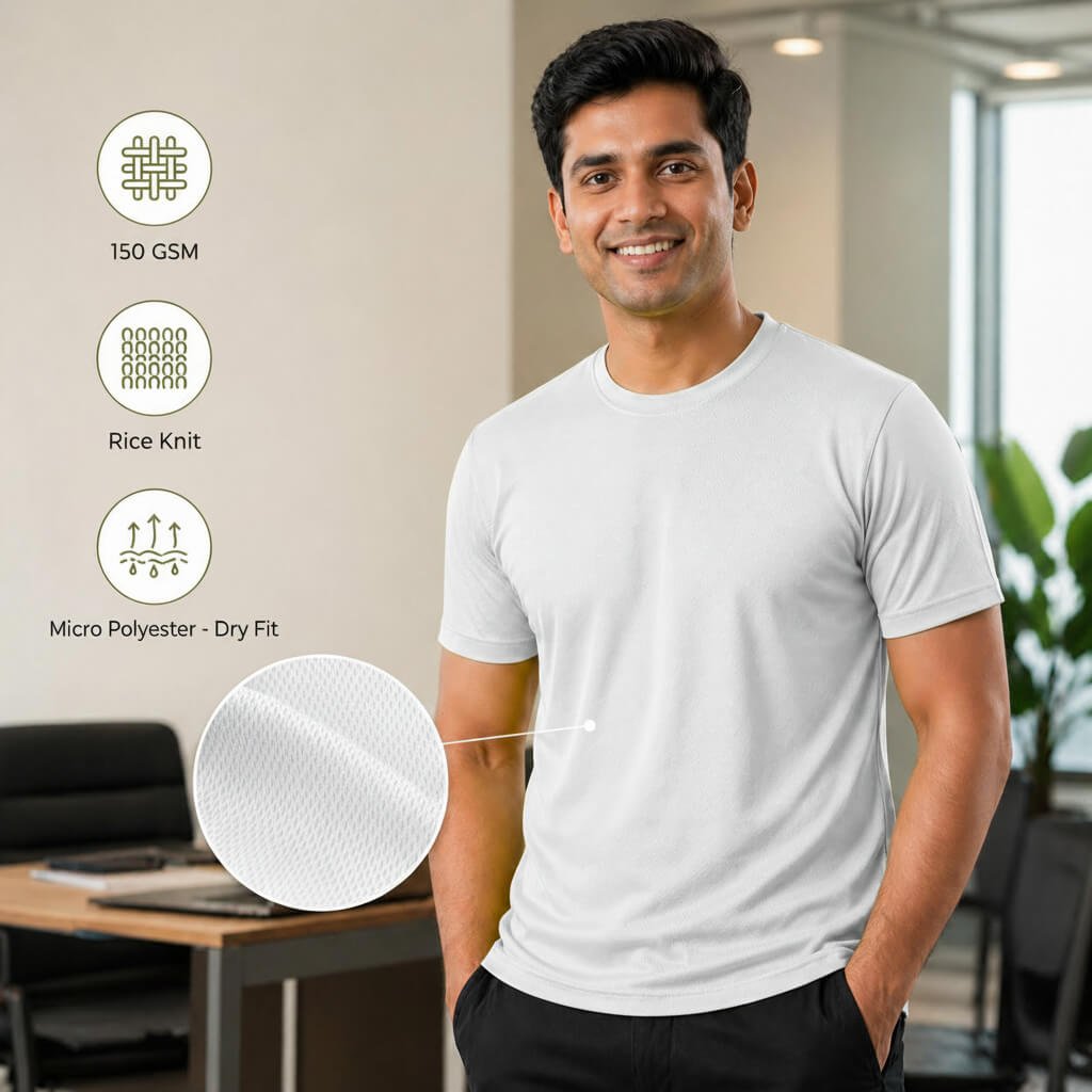Berlin White round-neck T-shirt for corporate gifting