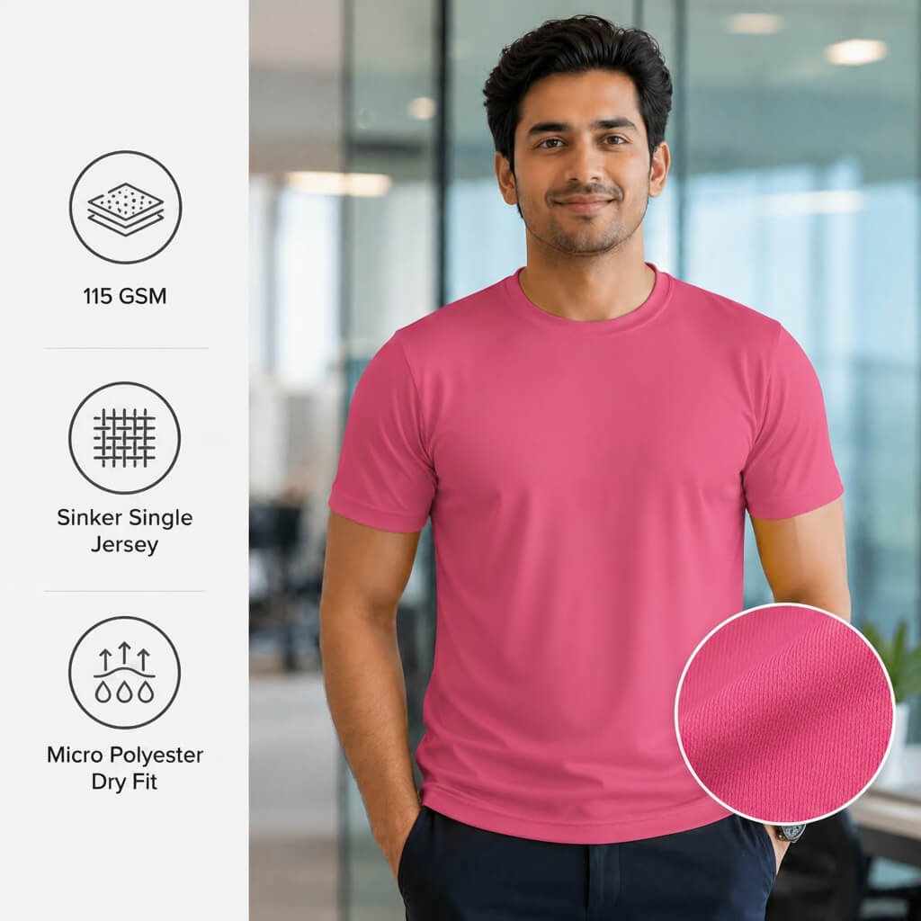Chelsea Hot Pink round-neck T-shirt for corporate gifting
