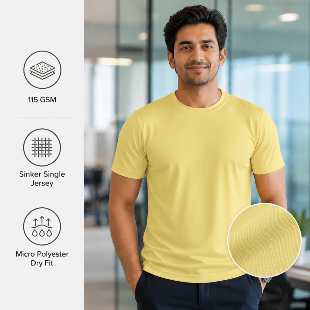 Chelsea Lemon Yellow round-neck T-shirt for corporate gifting
