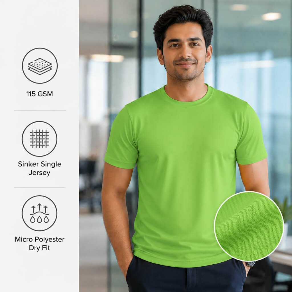 Chelsea Neon Green round-neck T-shirt for corporate gifting