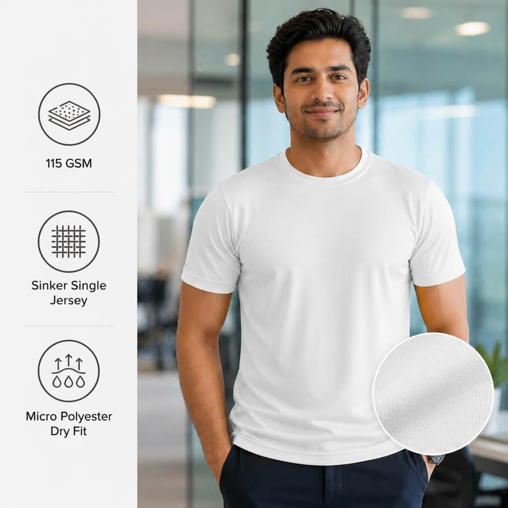 Chelsea White round-neck T-shirt for corporate gifting
