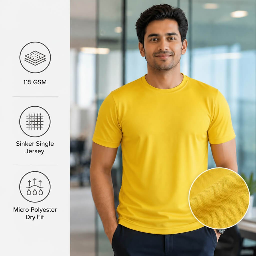 Chelsea Yellow round-neck T-shirt for corporate gifting