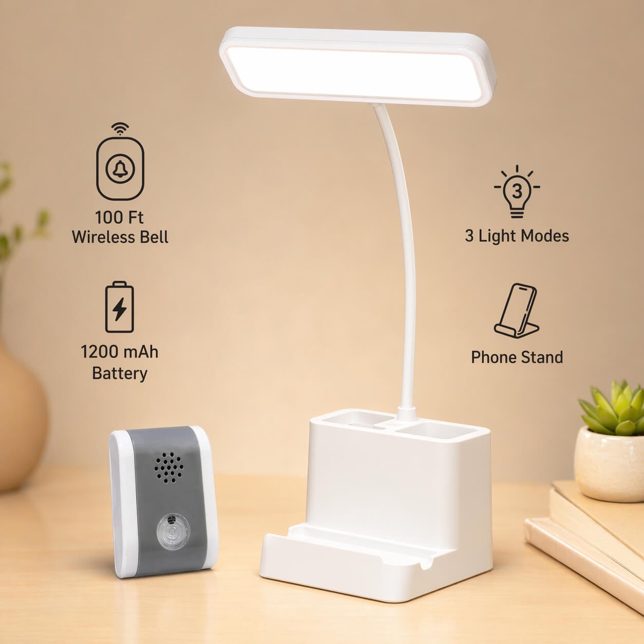 Podium Ring XL: Rechargeable LED lamp with Wireless Bell Function - Premium Corporate Gift | E422 - corporate gift by YuBingo