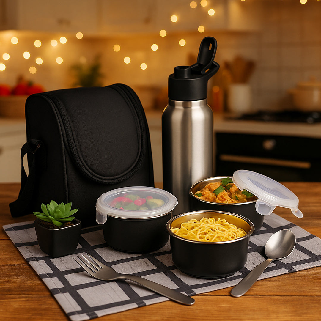 H245 - PIK-KIT: All in 1 Lunch Box with 3 Microwaveable Steel Containers - corporate gift by YuBingo