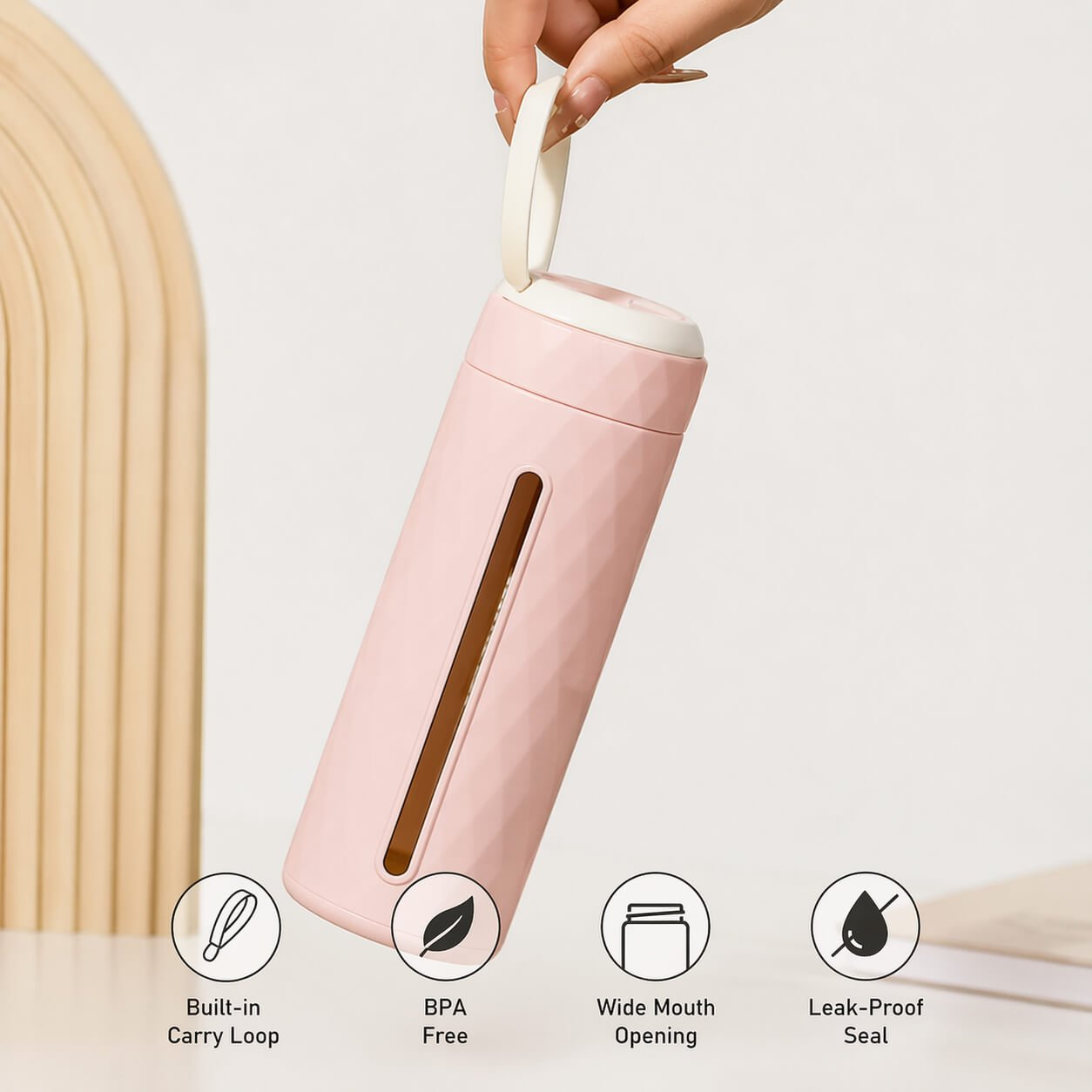 PrismView: Geometric Glass Bottle with Integrated Phone Stand - Premium Corporate Gift | H380 - product image 2