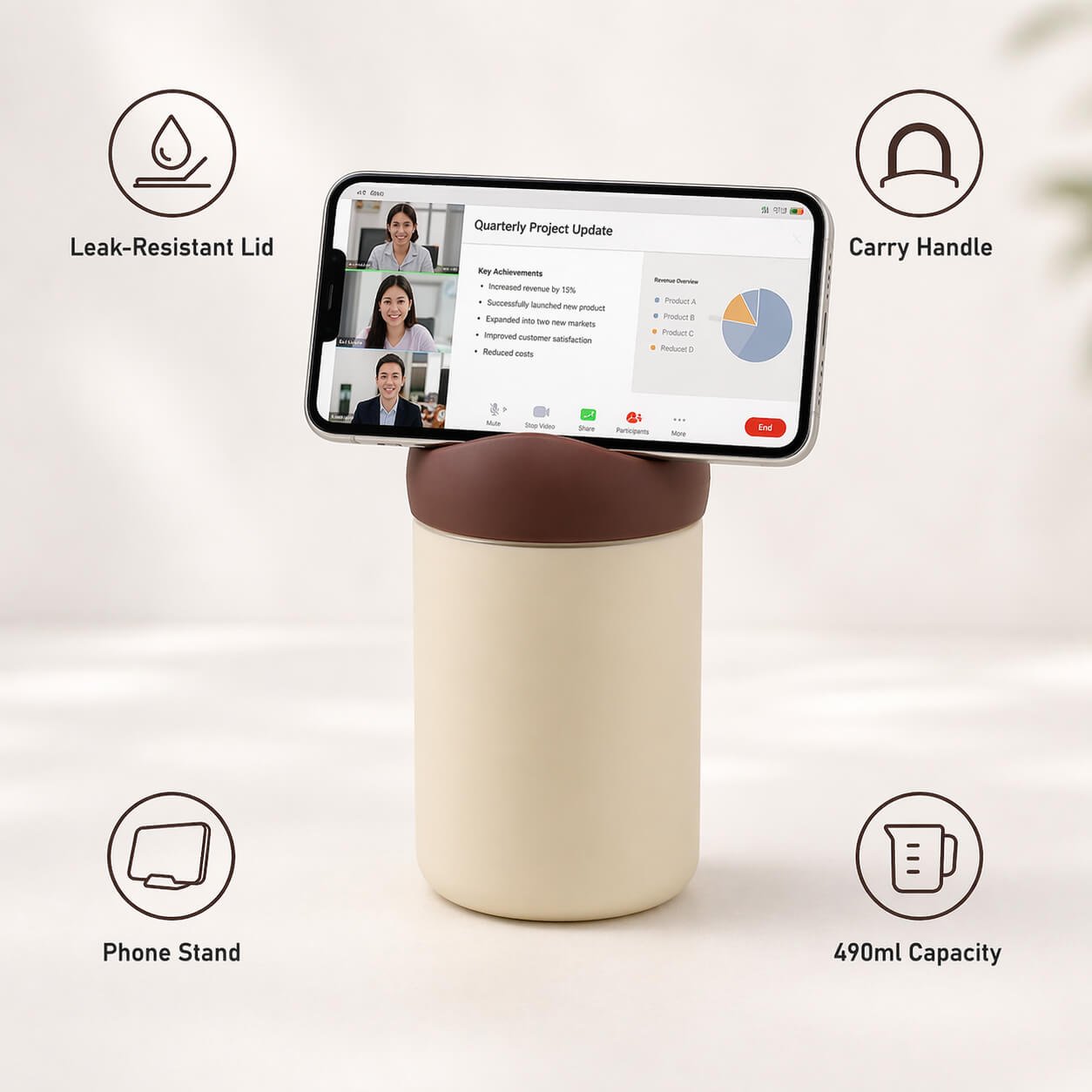 GlassArch: Glass Bottle with Structural Carry-Handle & Phone Rest - Premium Corporate Gift | H386 - corporate gift by YuBingo