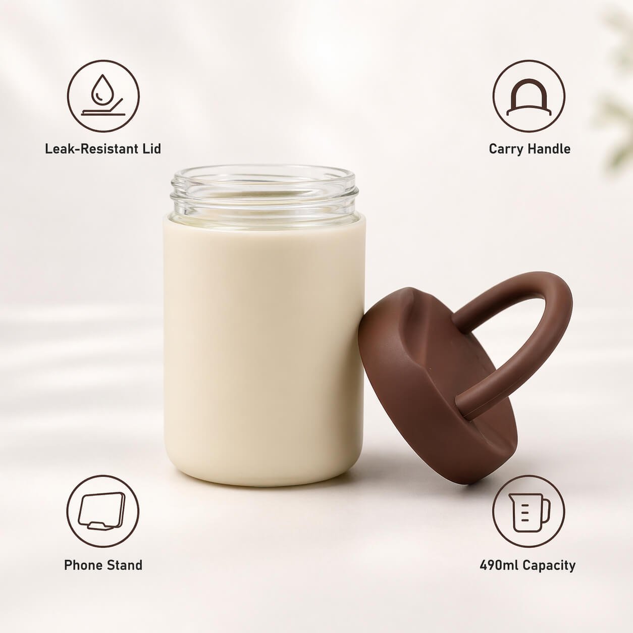 GlassArch: Glass Bottle with Structural Carry-Handle & Phone Rest - Premium Corporate Gift | H386 - product image 2