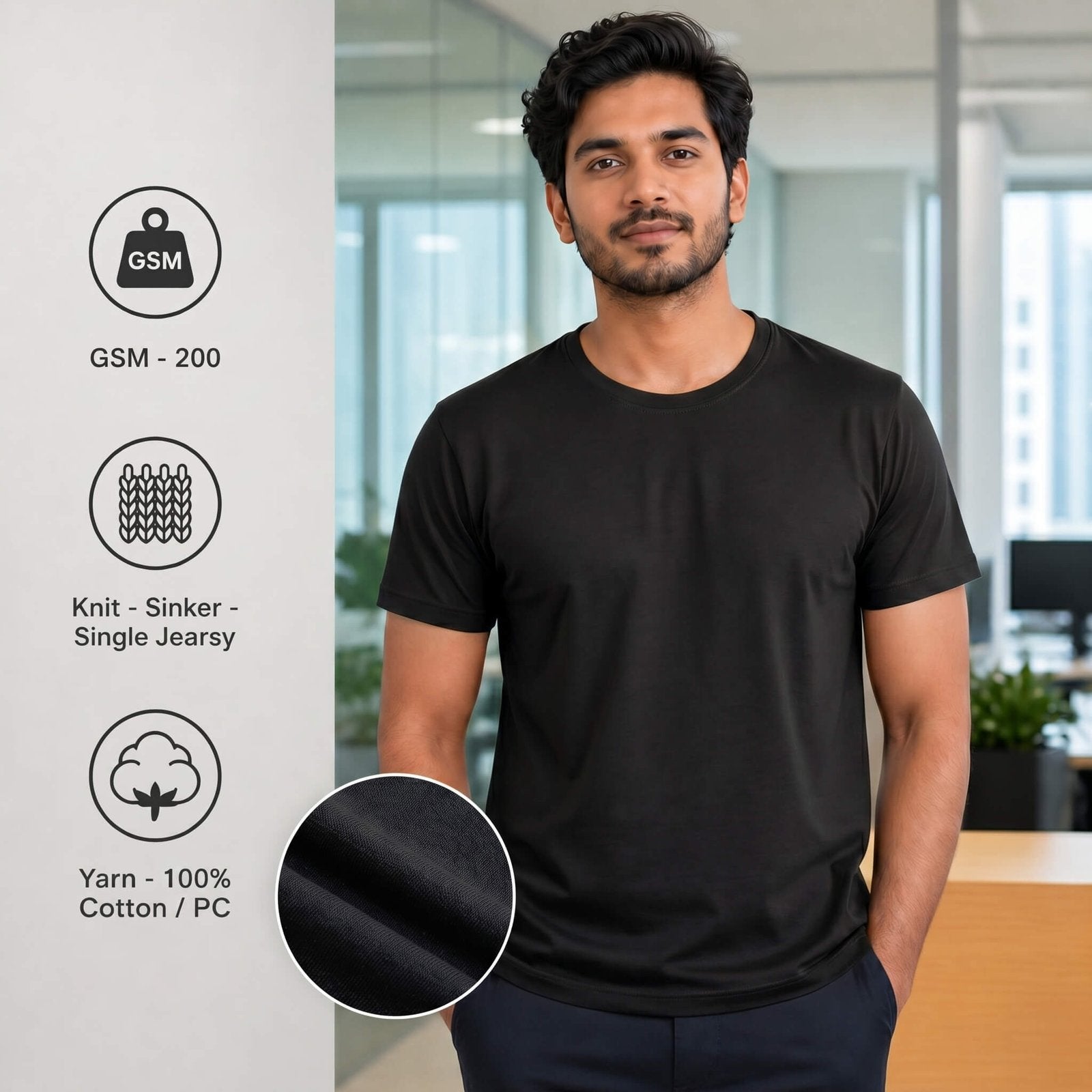 Liverpool Black round-neck T-shirt for corporate gifting