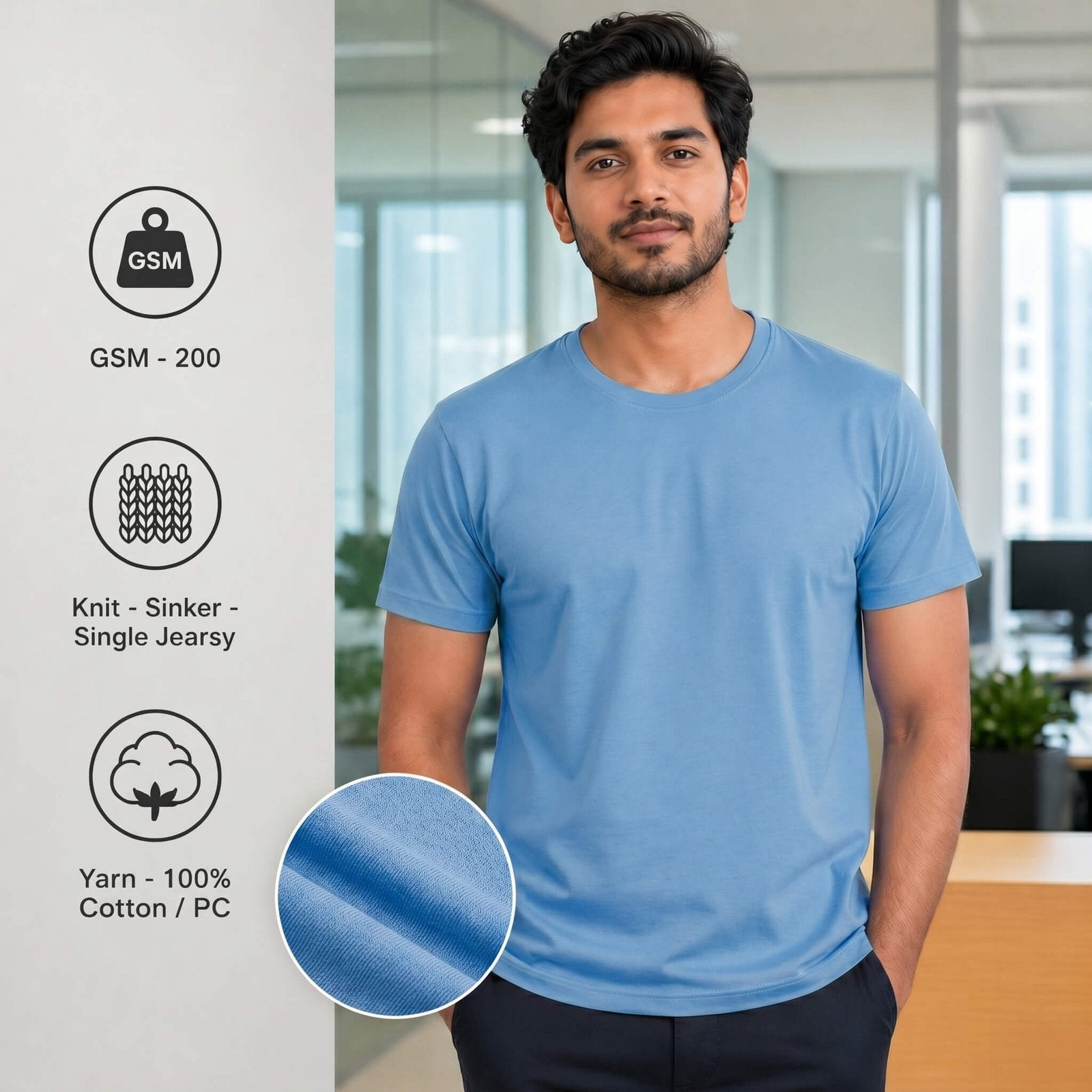 Liverpool Sky Blue round-neck T-shirt for corporate gifting
