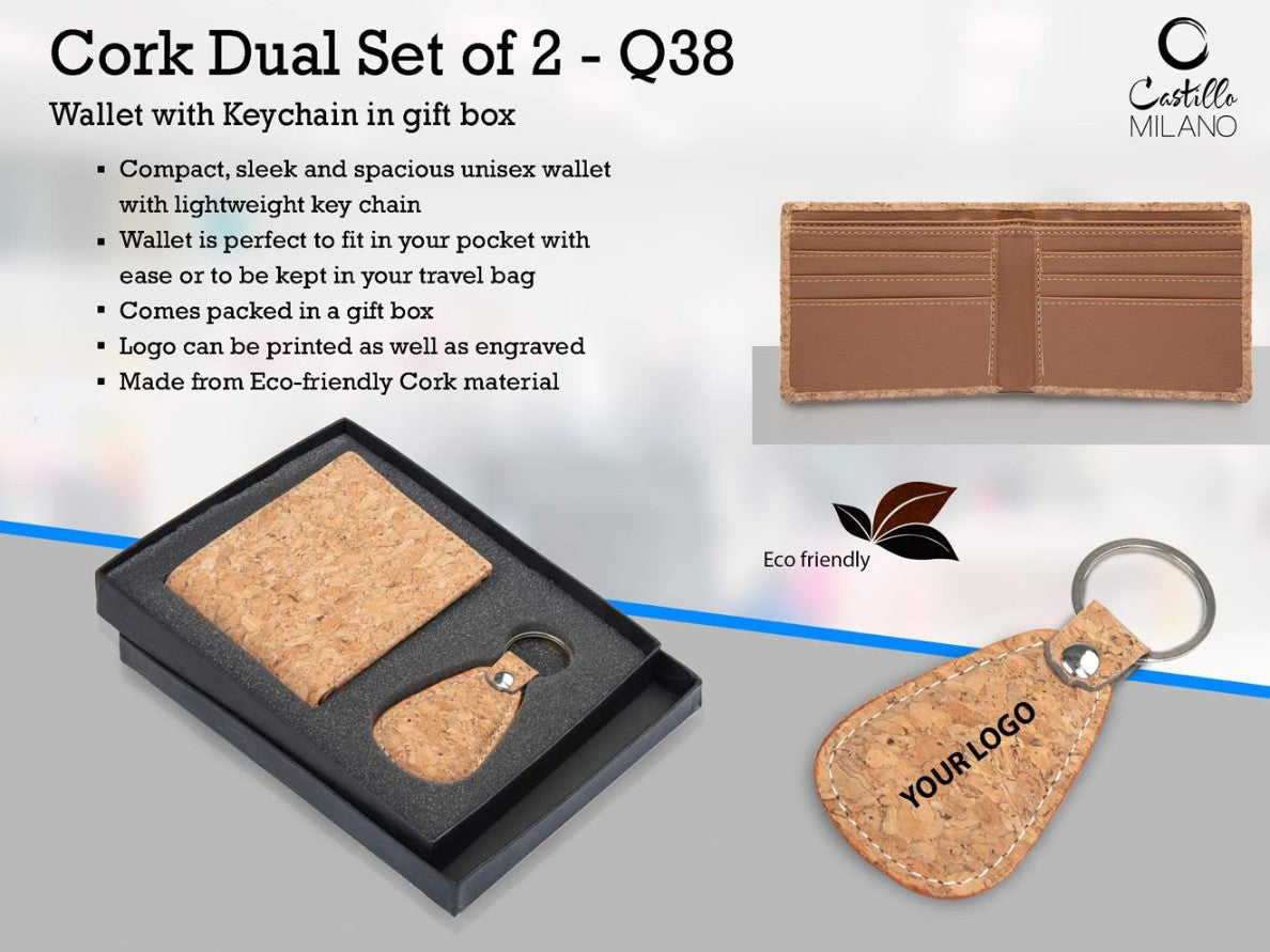 Cork Dual Set: Wallet with Keychain in gift box - product image 2