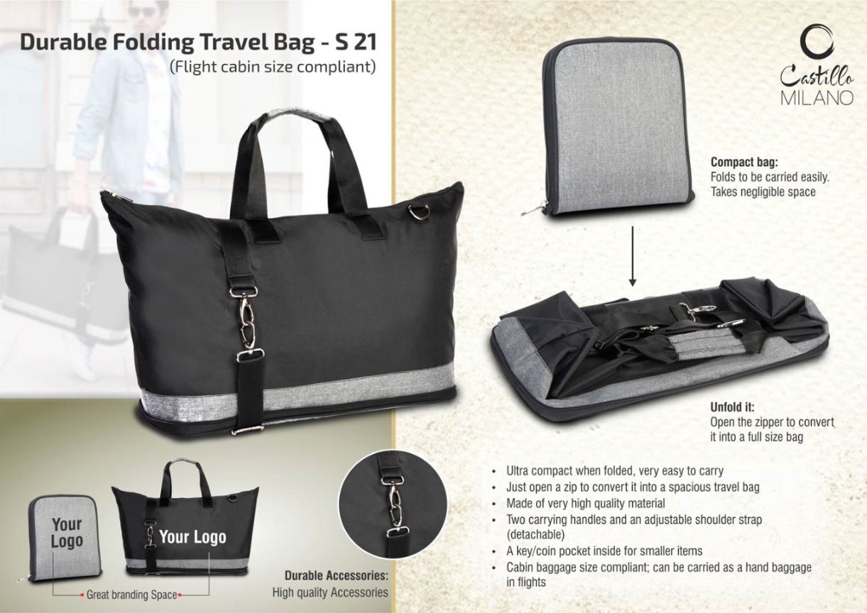 Durable Folding Travel Bag (Flight Cabin Size Compliant) In Gray - product image 2