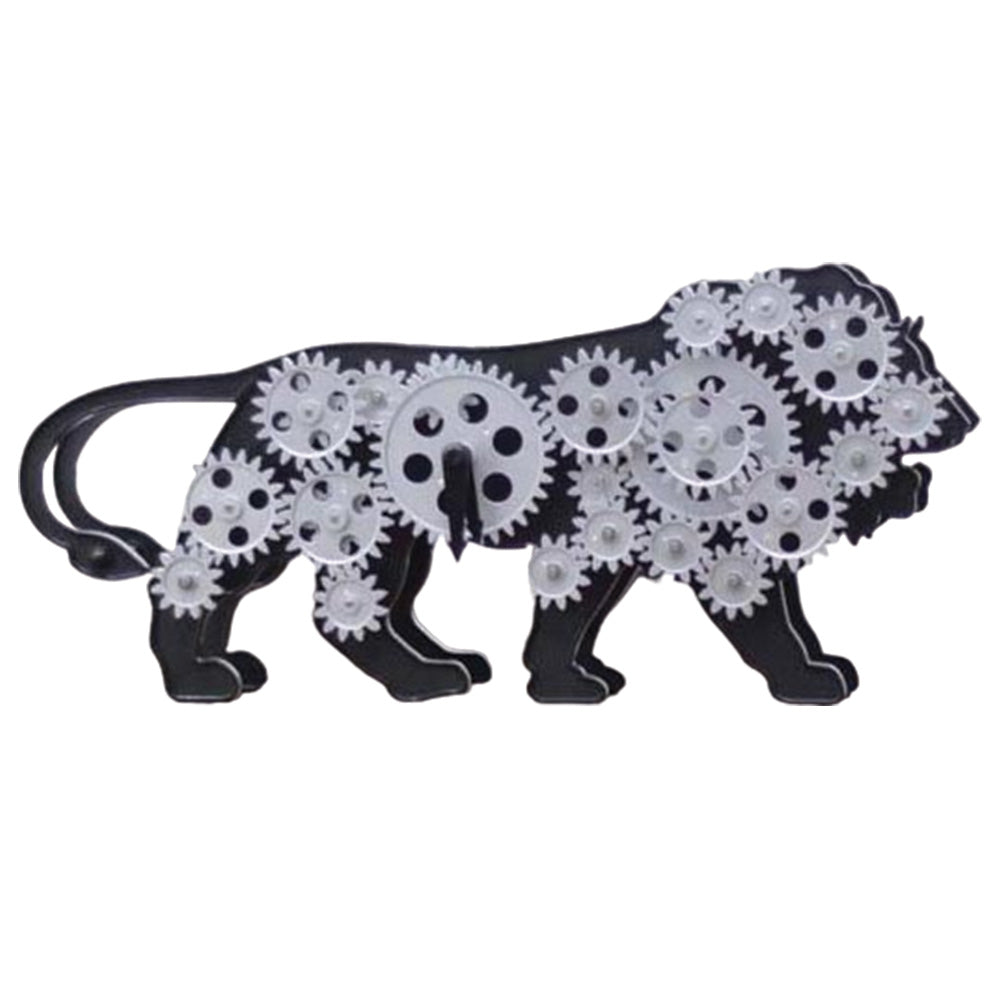 Make In India Lion Table Clock With Moving Gears - Gray - corporate gift by YuBingo
