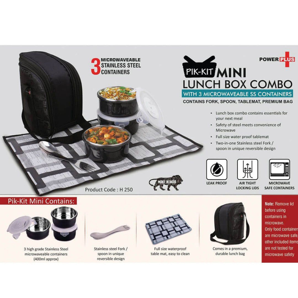 PIK-KIT Mini: Lunch Box Combo with 3 Microwaveable SS Containers - product image 2