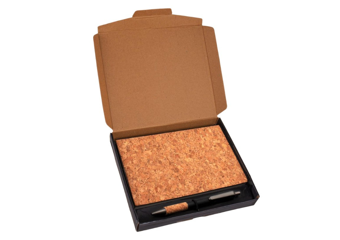 Cork Notebook Gift Set with Cork Grip Velvet Touch Pen - corporate gift by YuBingo