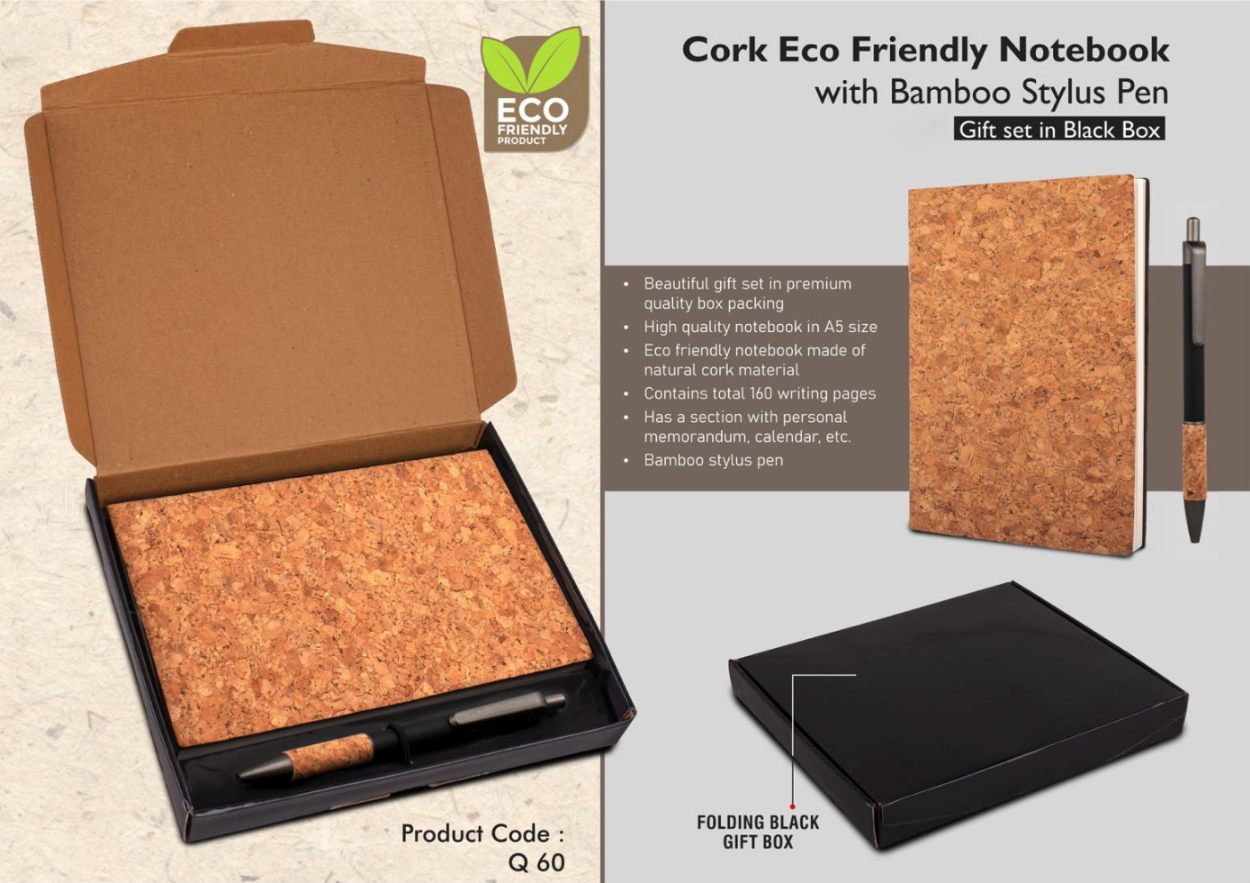 Cork Notebook Gift Set with Cork Grip Velvet Touch Pen - product image 3