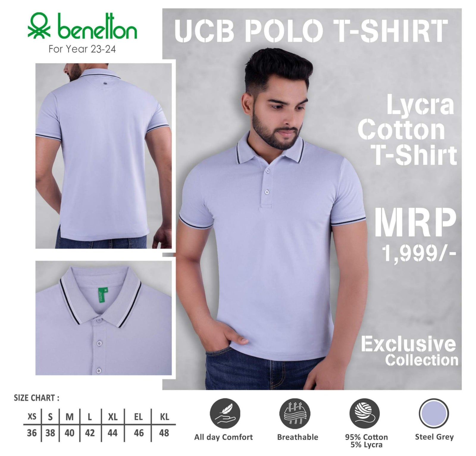 United Colors of Benetton Lycra Cotton Polo T-Shirt - Custom Corporate Gift - product image 4