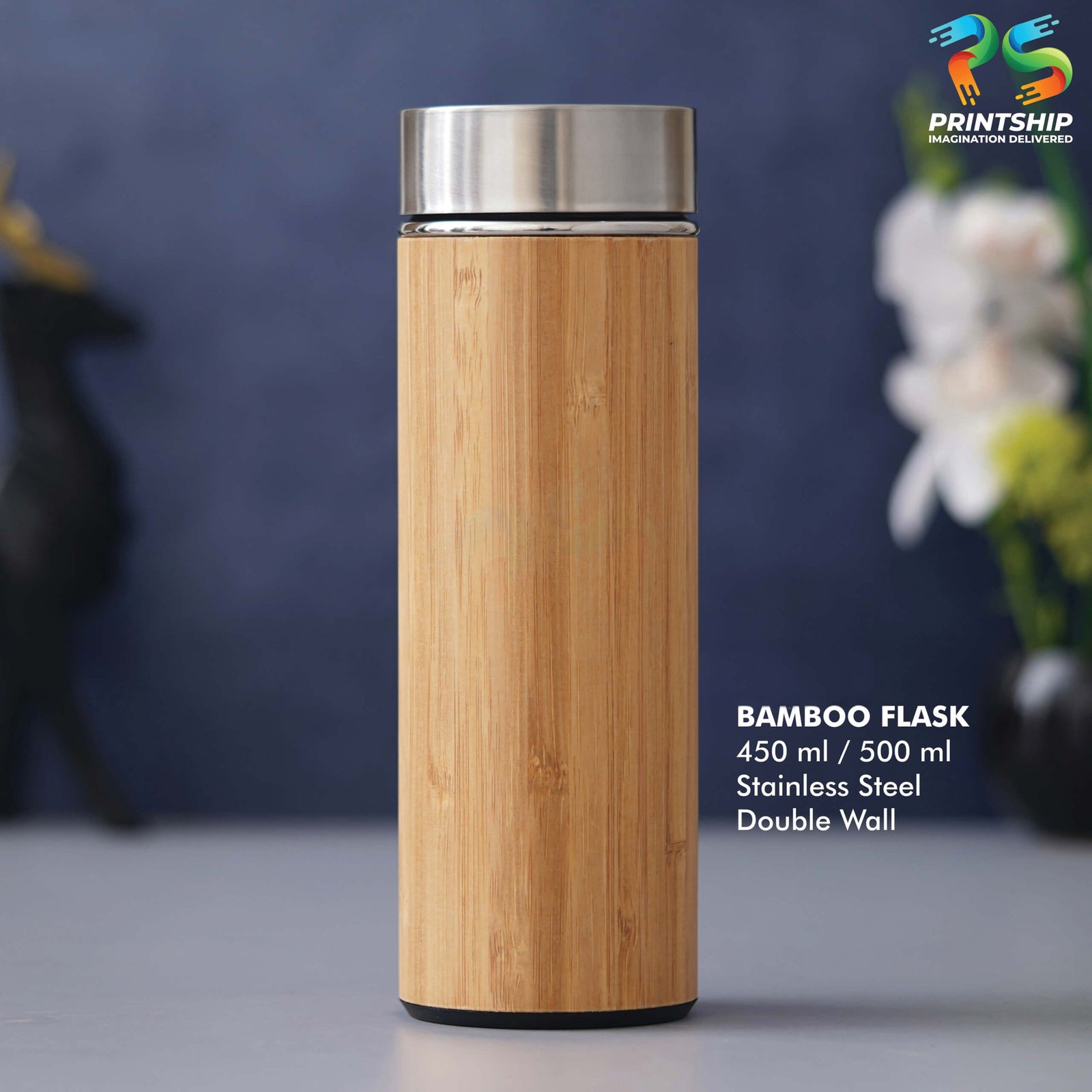 Bamboo Stainless Steel Flask - 500ML - corporate gift by YuBingo