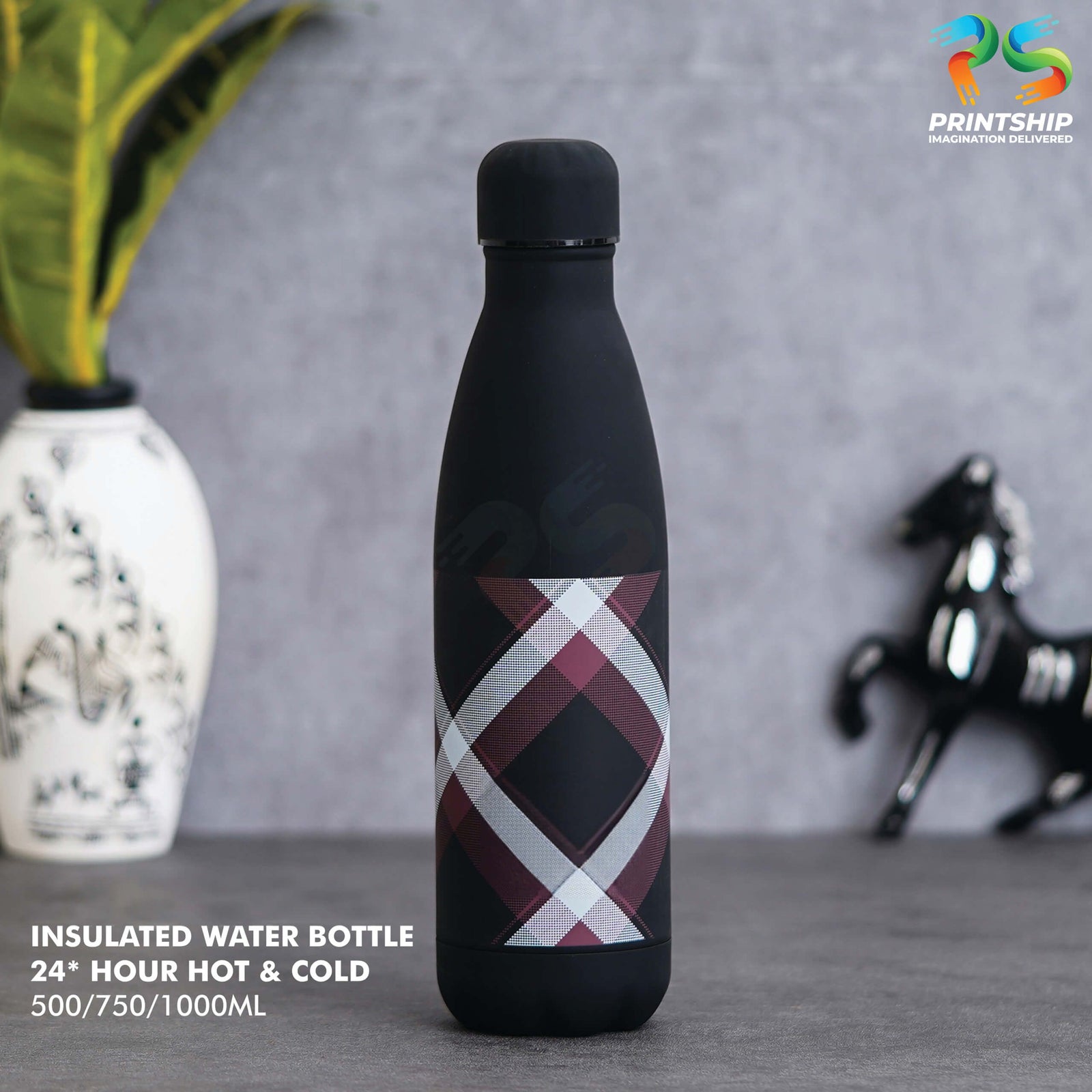 Black Stainless Steel Insulated Water Bottle - 1000ML - product image 2