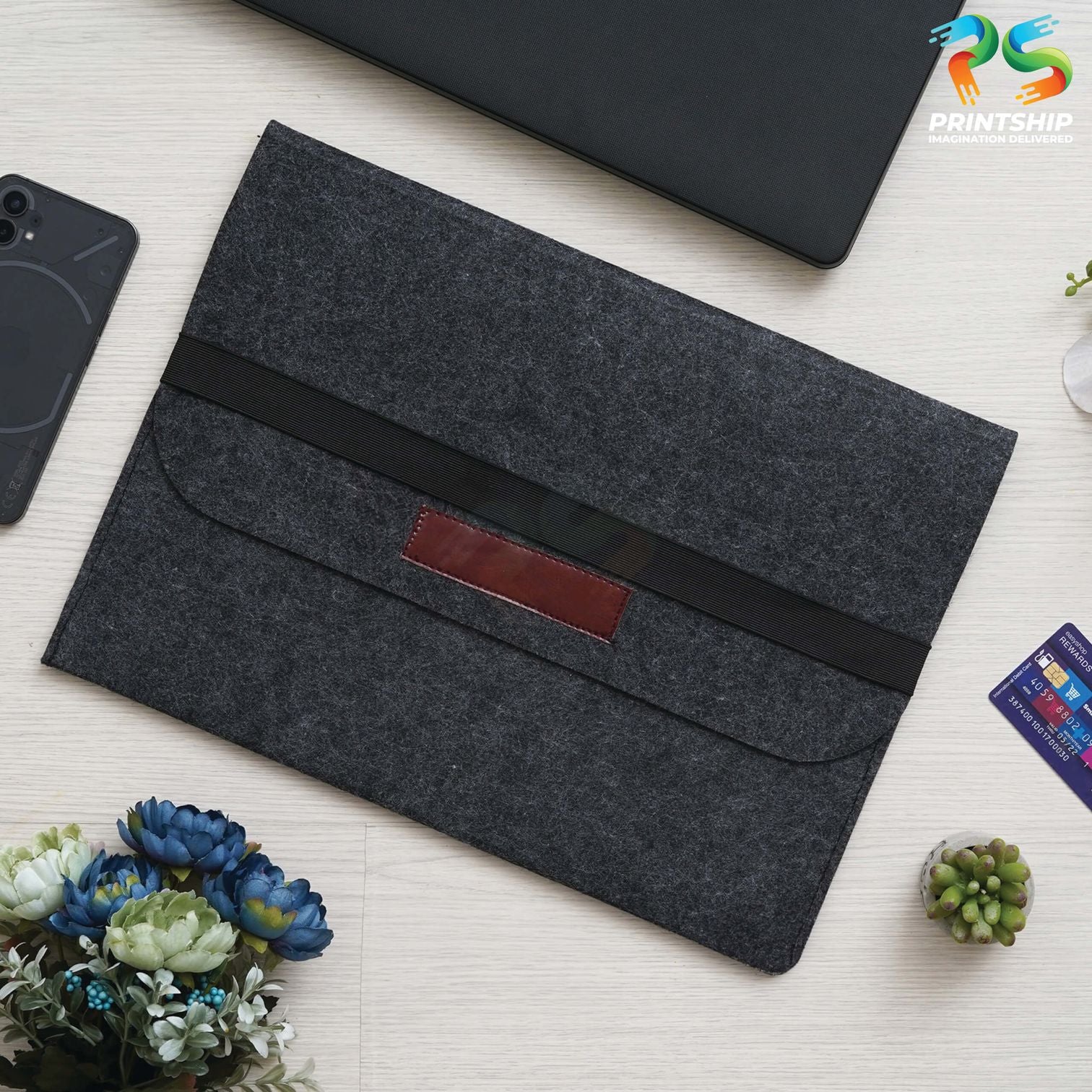 Black Recycled Felt Laptop Sleeve - 15.6 Inch - product image 3