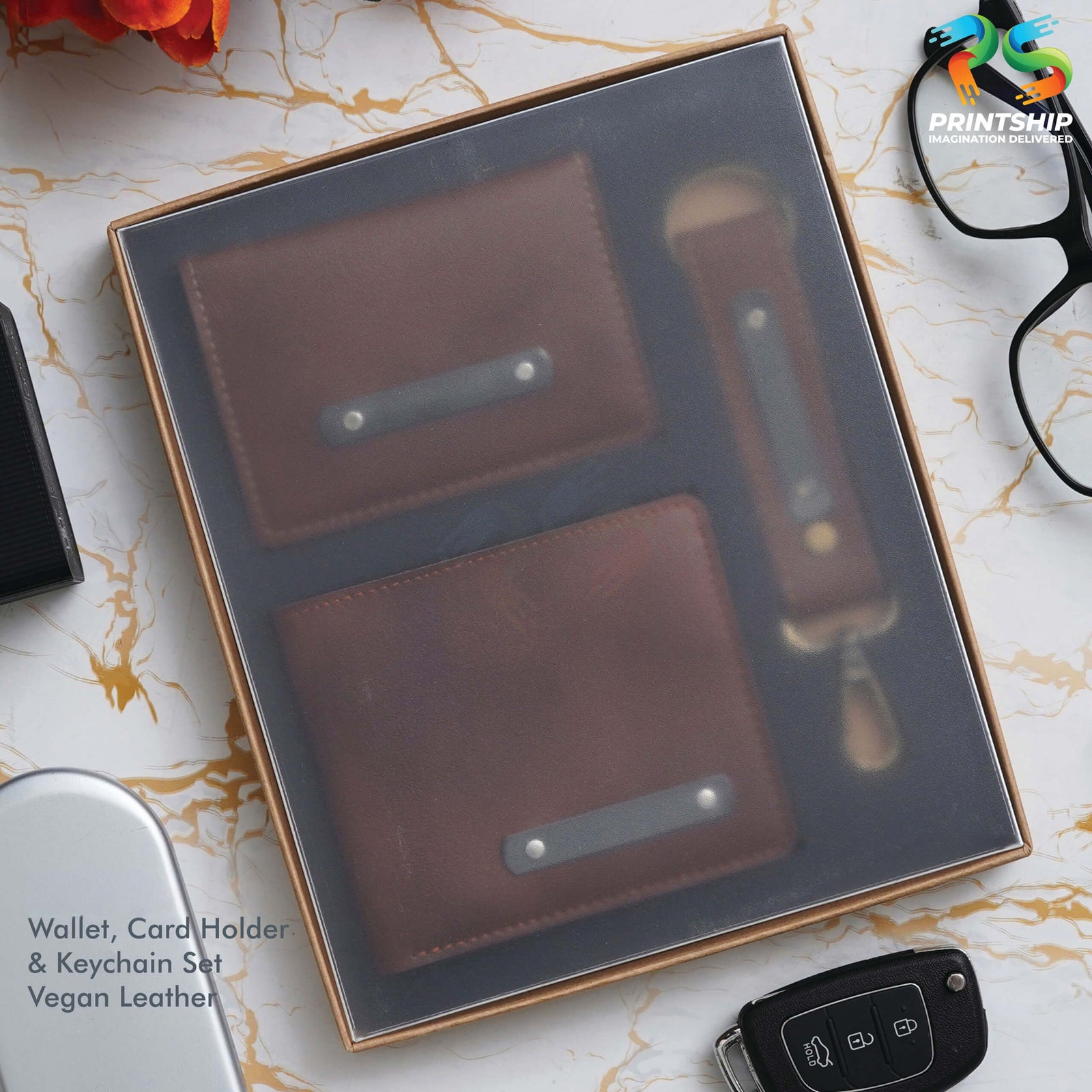 Tan Vegan Leather Wallet Set - product image 3