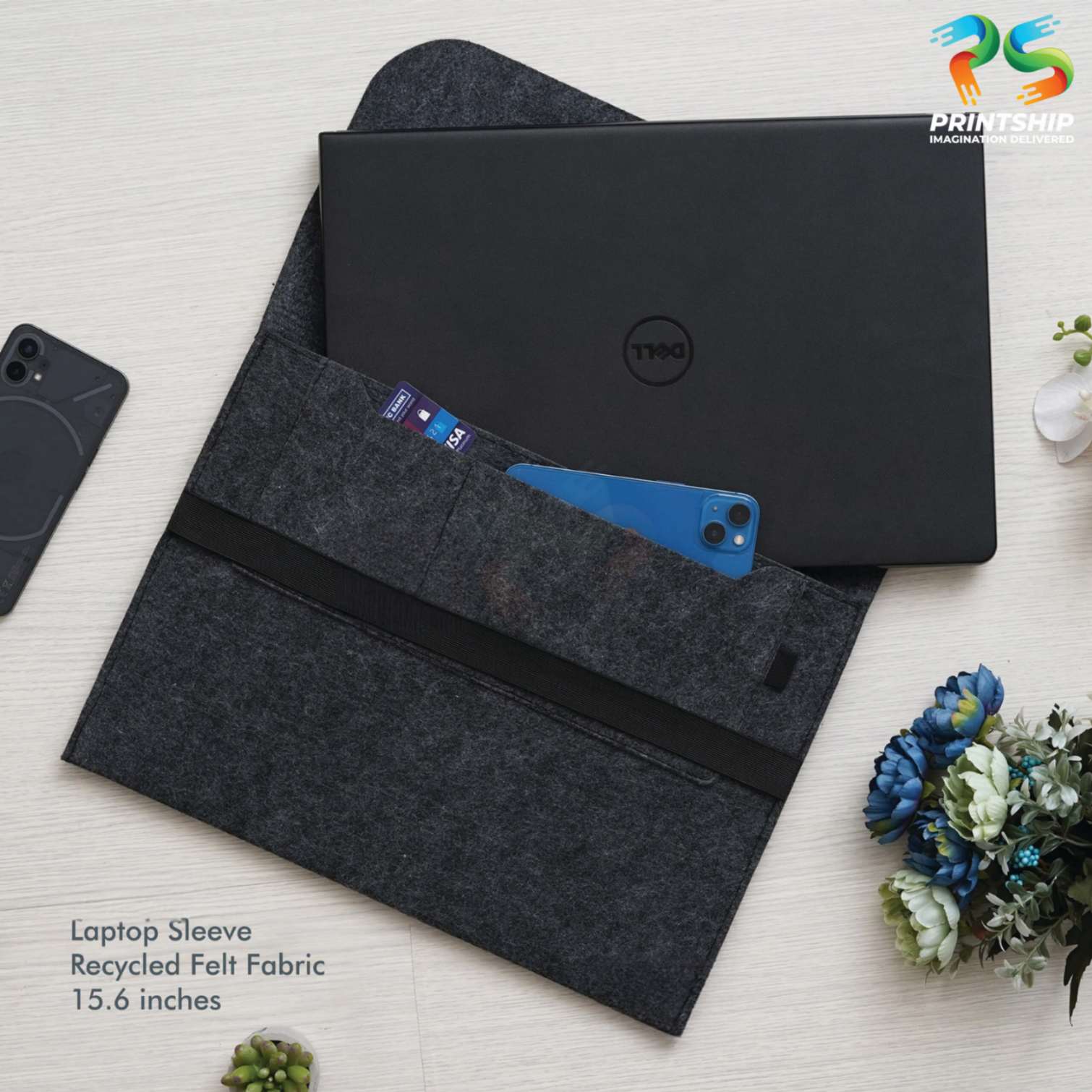 Black Recycled Felt Laptop Sleeve - 15.6 Inch - product image 2