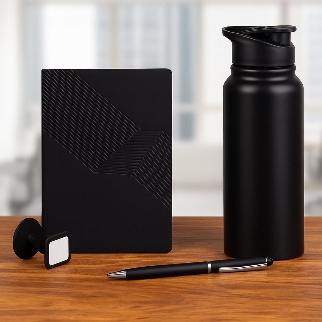 4-in-1 Employee Joining Kit (Bottle, Notebook, Pen, Mobile Stand) - corporate gift by YuBingo