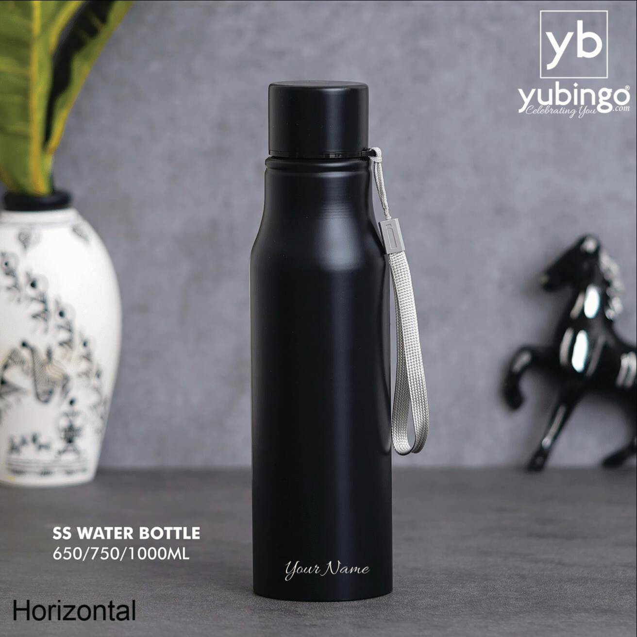 Customizable Black Stainless Steel Bottle - 650 ML - corporate gift by YuBingo