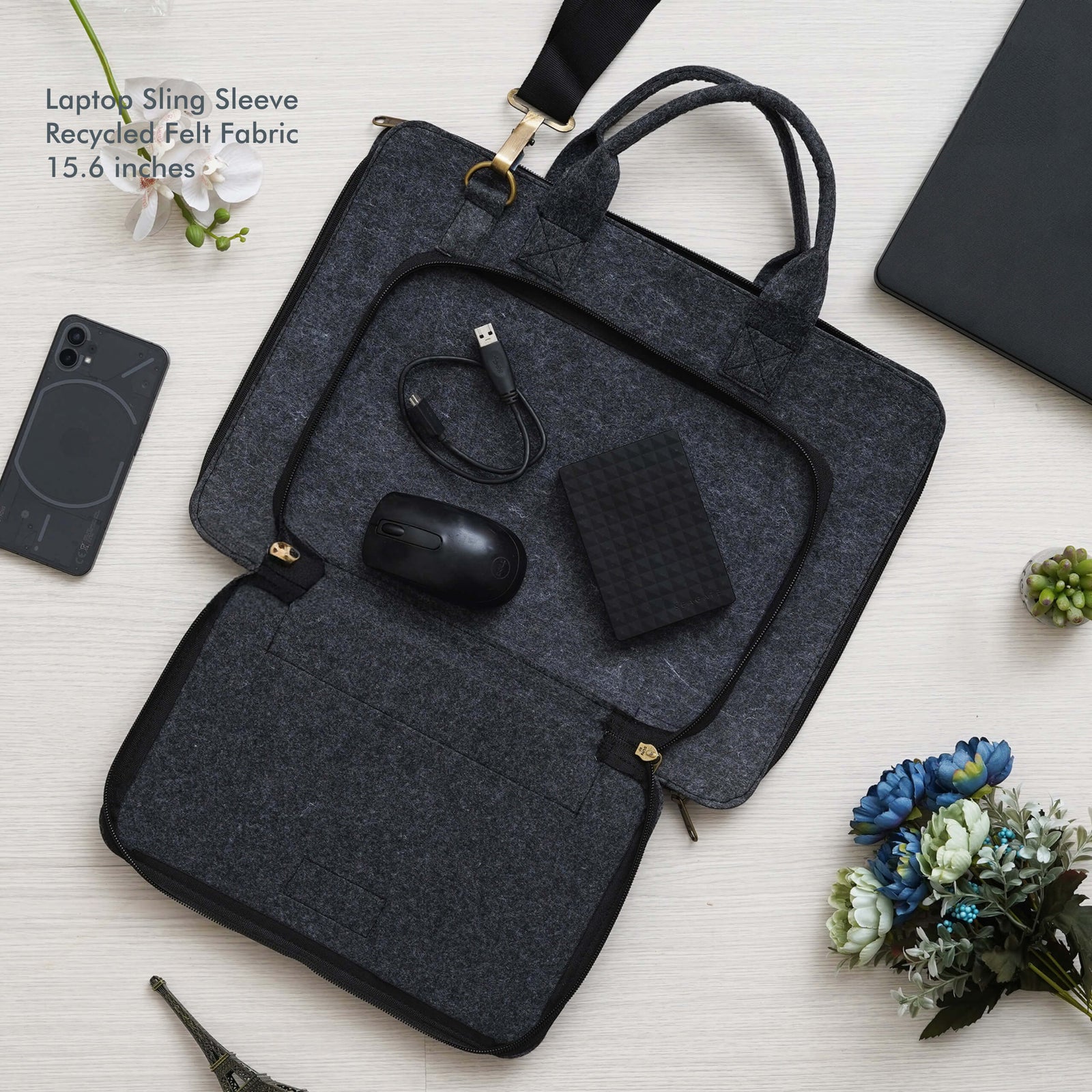 Customizable Black Laptop Sleeve - Eco-Friendly Protection - product image 3