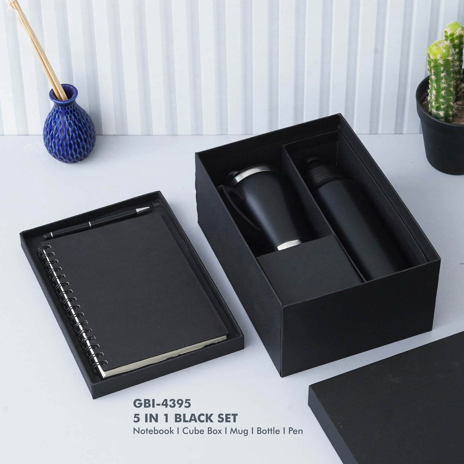 Stylish Black Viro Notebook Gift Set - Cube Box, Mug, Bottle, Pen - product image 2