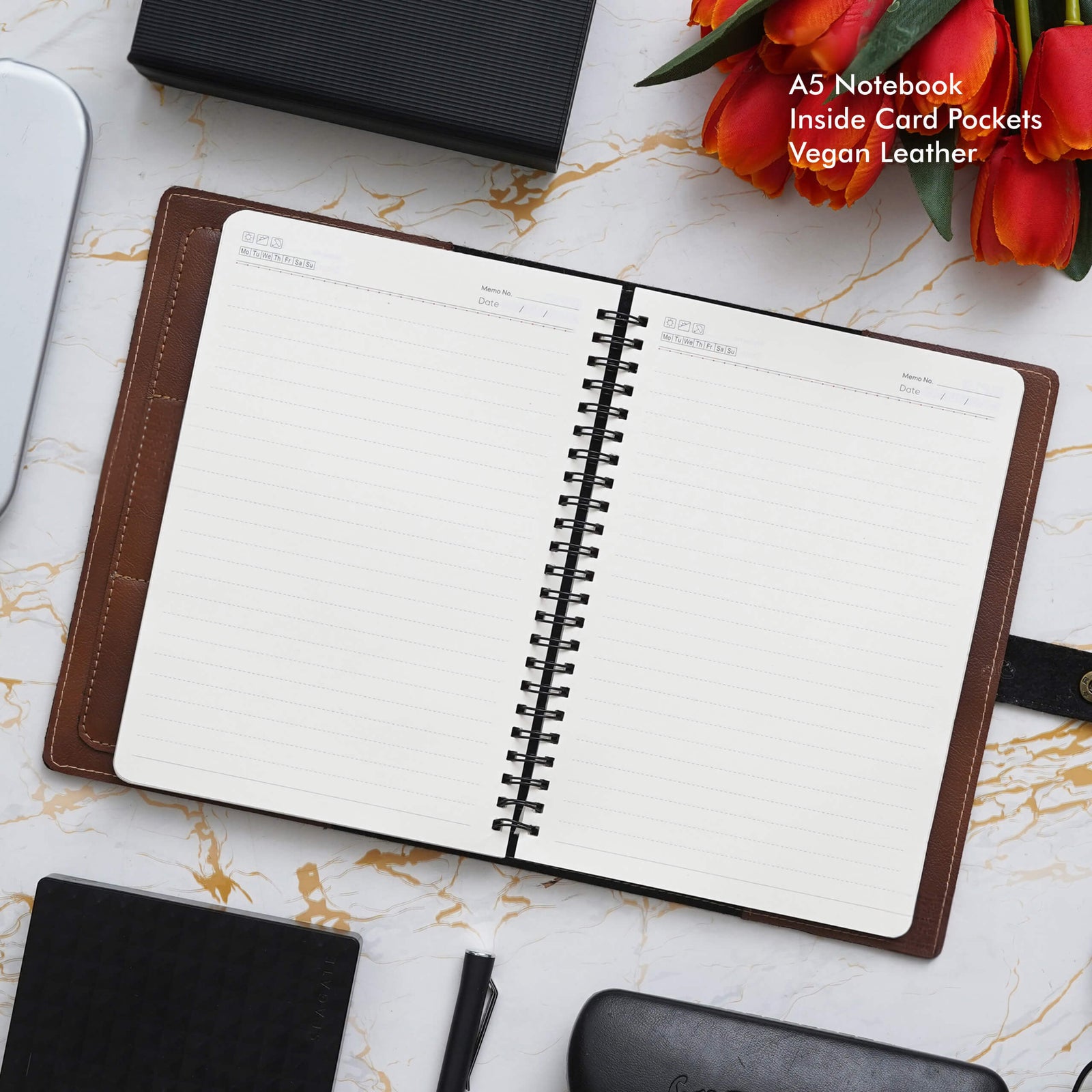 Personalized Tan A5 Vegan Leather Notebook - Embrace Eco-Friendly Luxury - product image 3