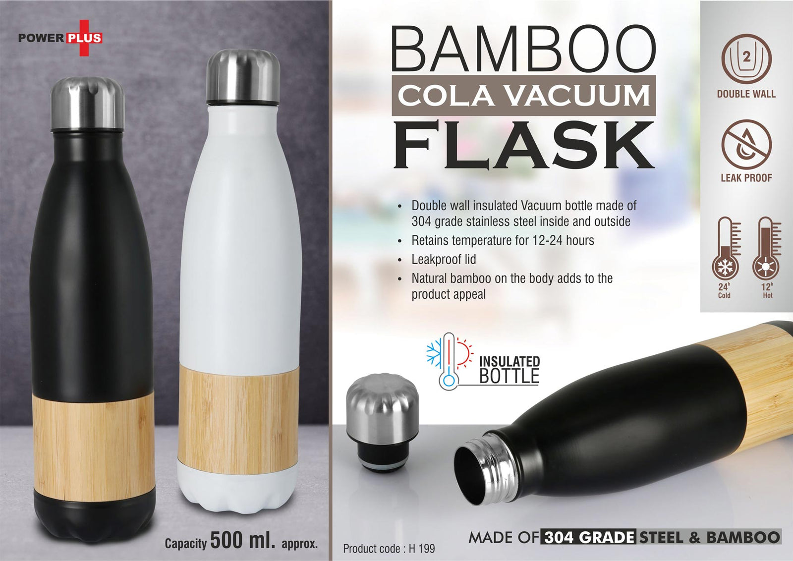 Keep Your Drinks Fresh and Tasty with Bamboo Cola Vacuum Flask - product image 2