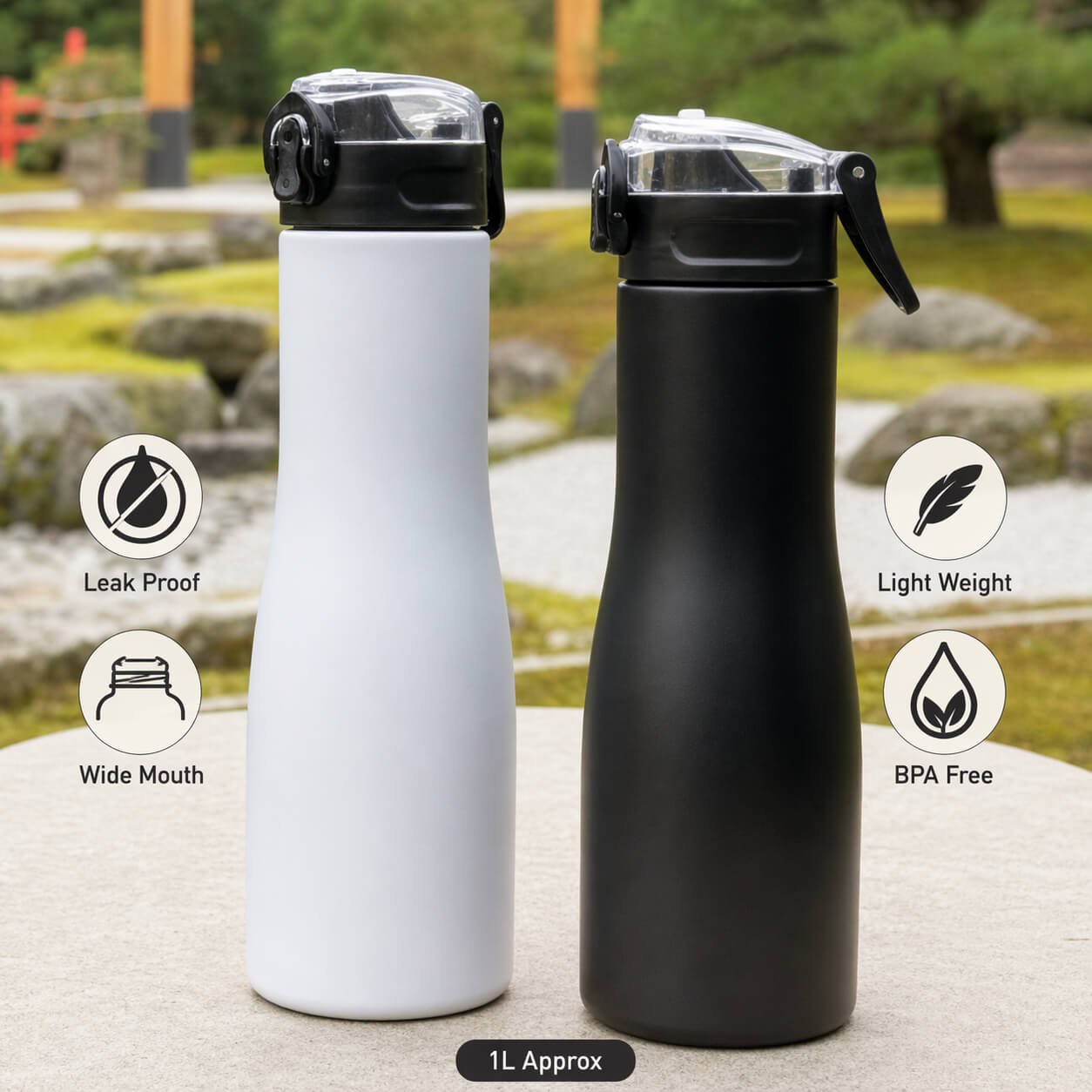 Flora 1L Stainless Steel Water Bottle with Flip-Top Cap - Colored Corporate Gift Bottle - product image 3