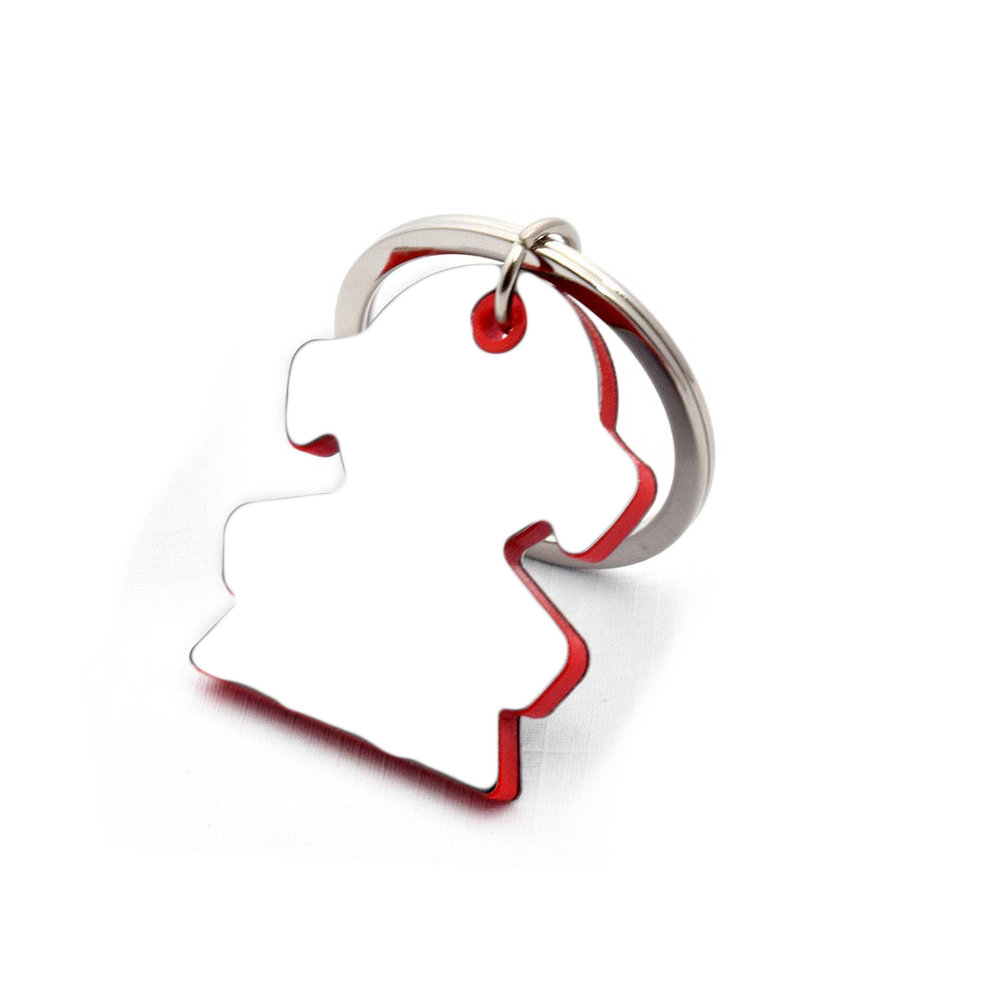 Beautiful Girl Shape Keychain with Red Highlights and Gunmetal Finish - corporate gift by YuBingo
