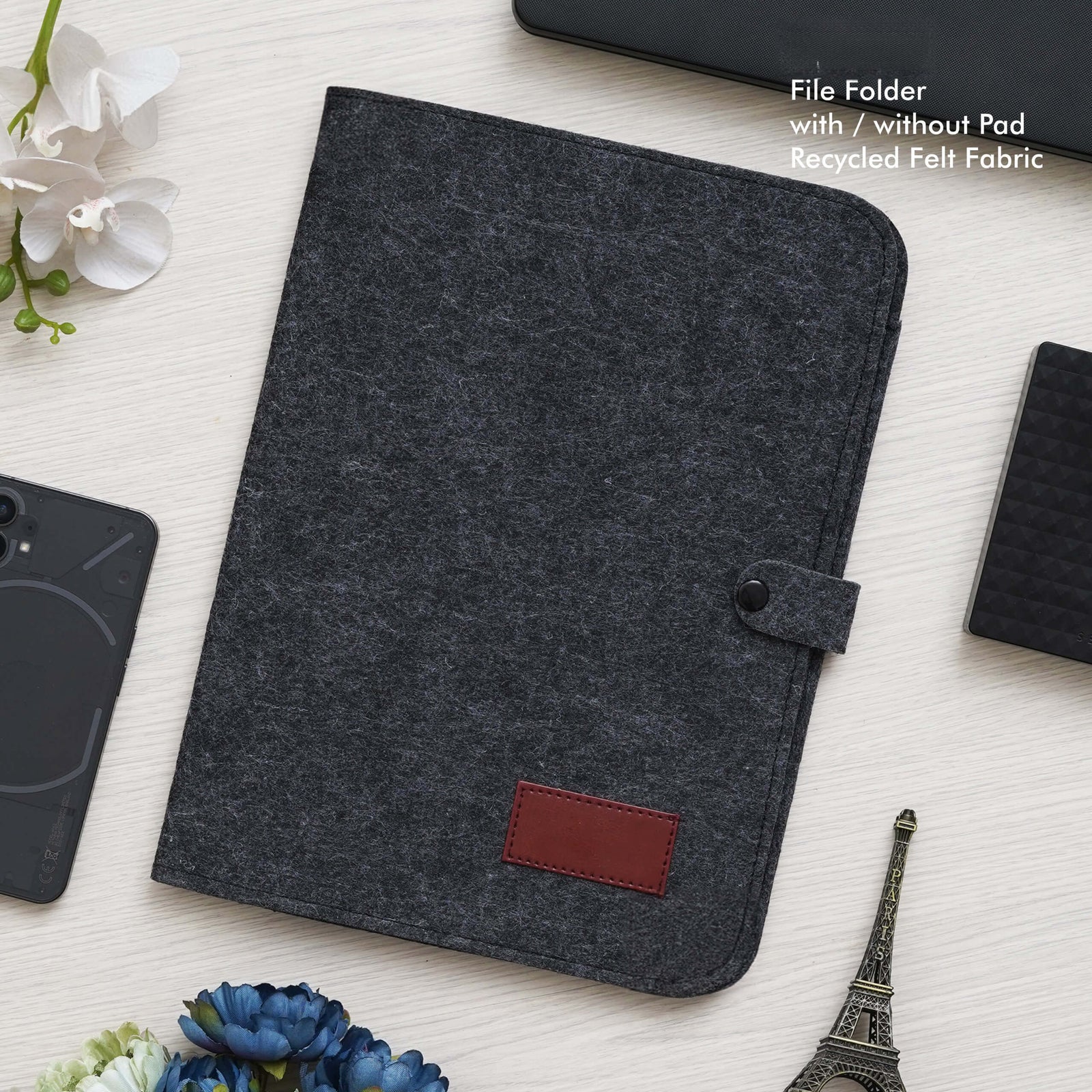 Elegant Black File Folder - Eco-Friendly Organization - corporate gift by YuBingo