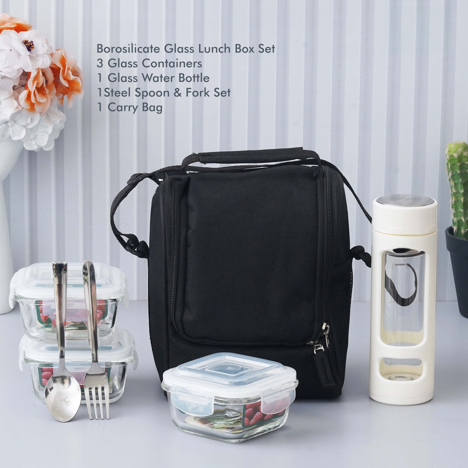 Personalized Borosilicate Glass Lunch Box Set - Complete Meal Solution - corporate gift by YuBingo