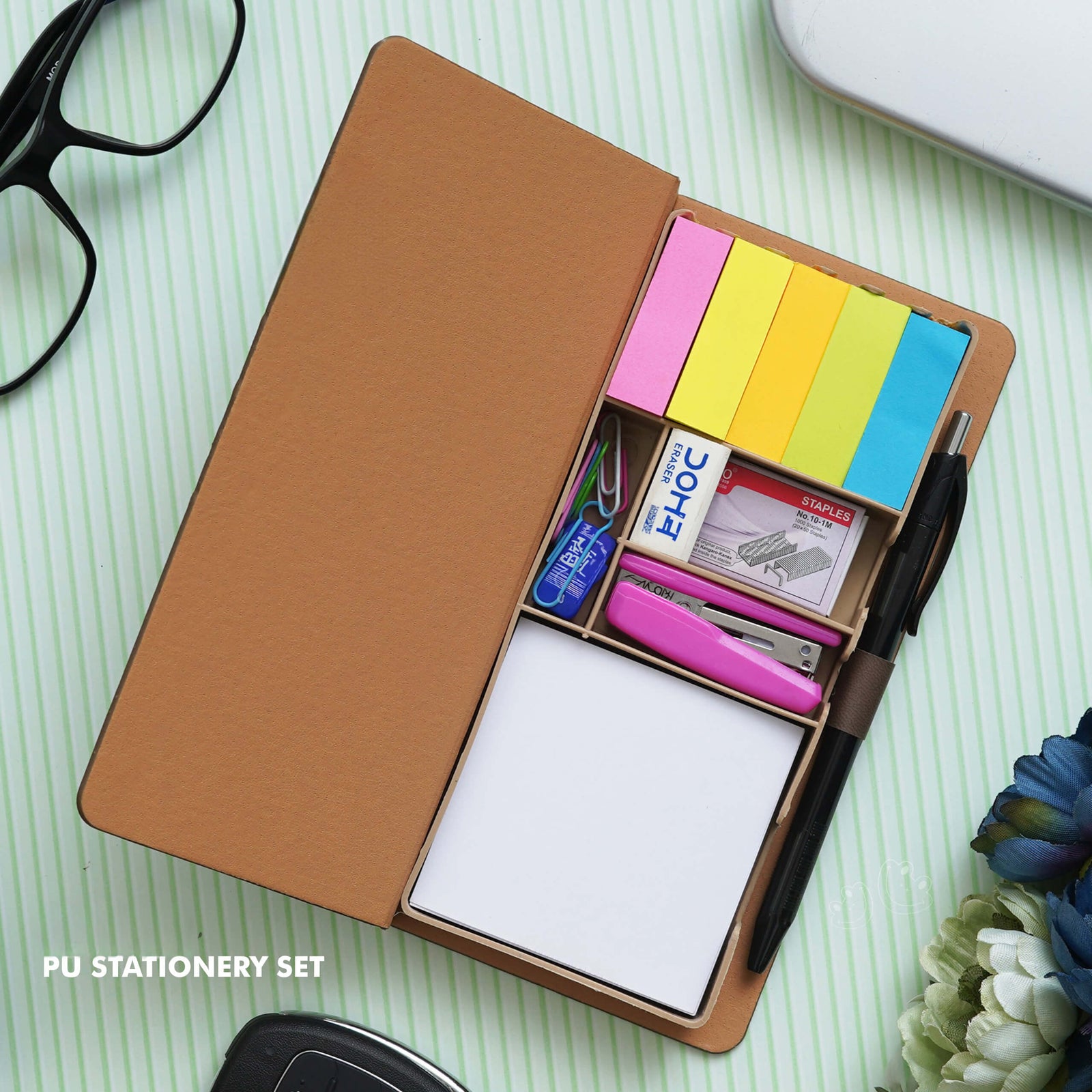 Personalized Brown PU Stationery Set - Elevate Your Workspace - corporate gift by YuBingo