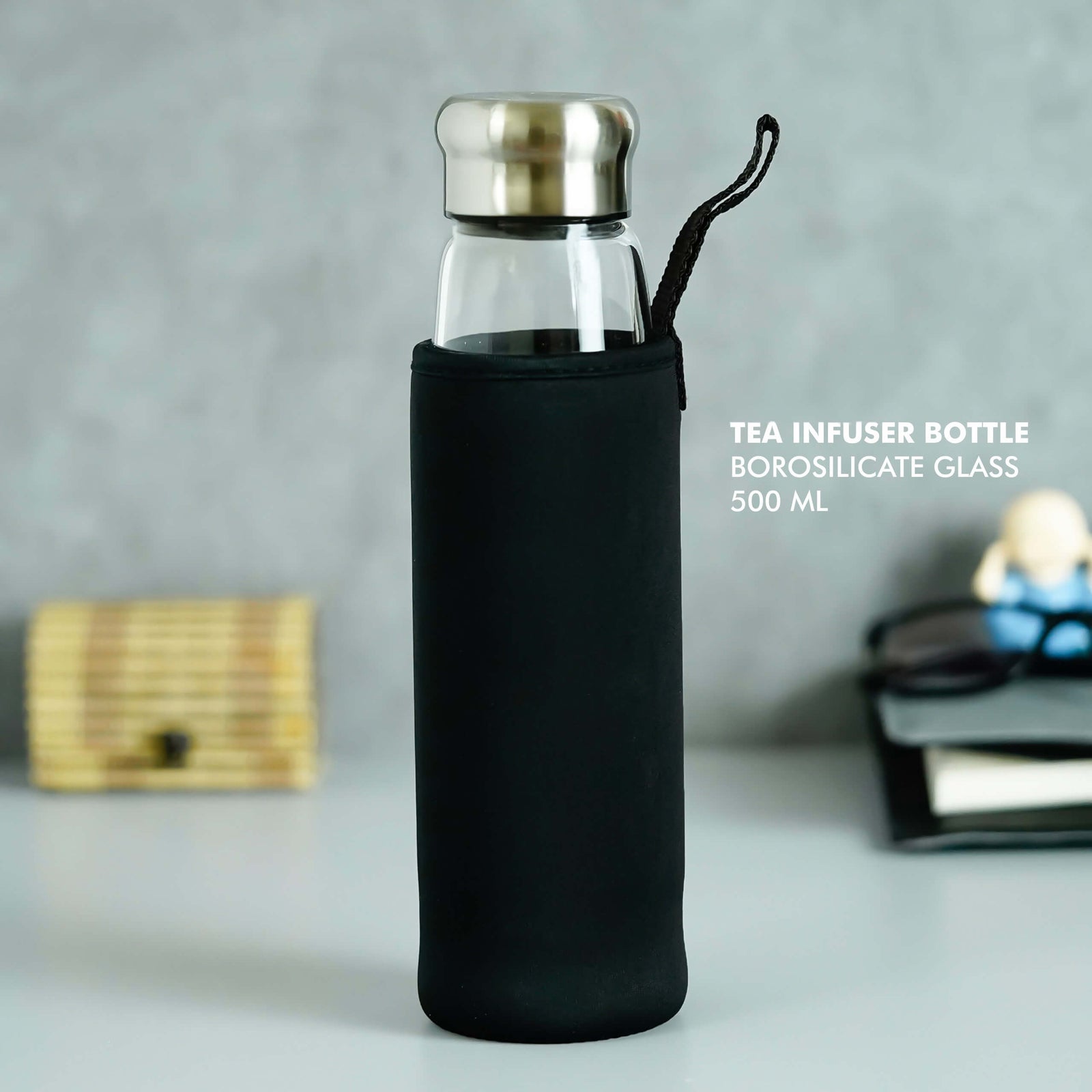 Tea Infuser Borosilicate Glass Bottle - 500 ML - corporate gift by YuBingo