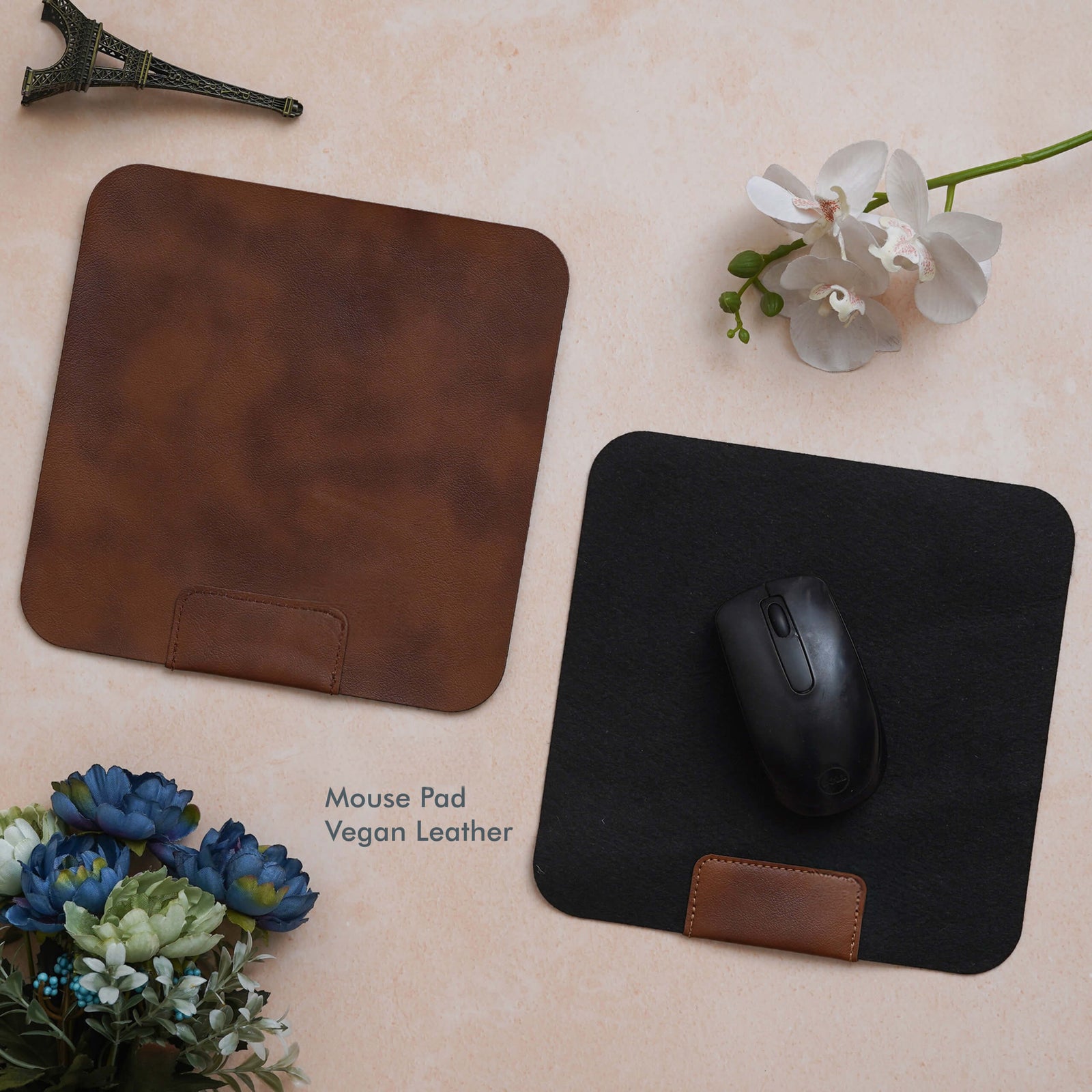 Trendy Tan Vegan Leather Mousepad - corporate gift by YuBingo
