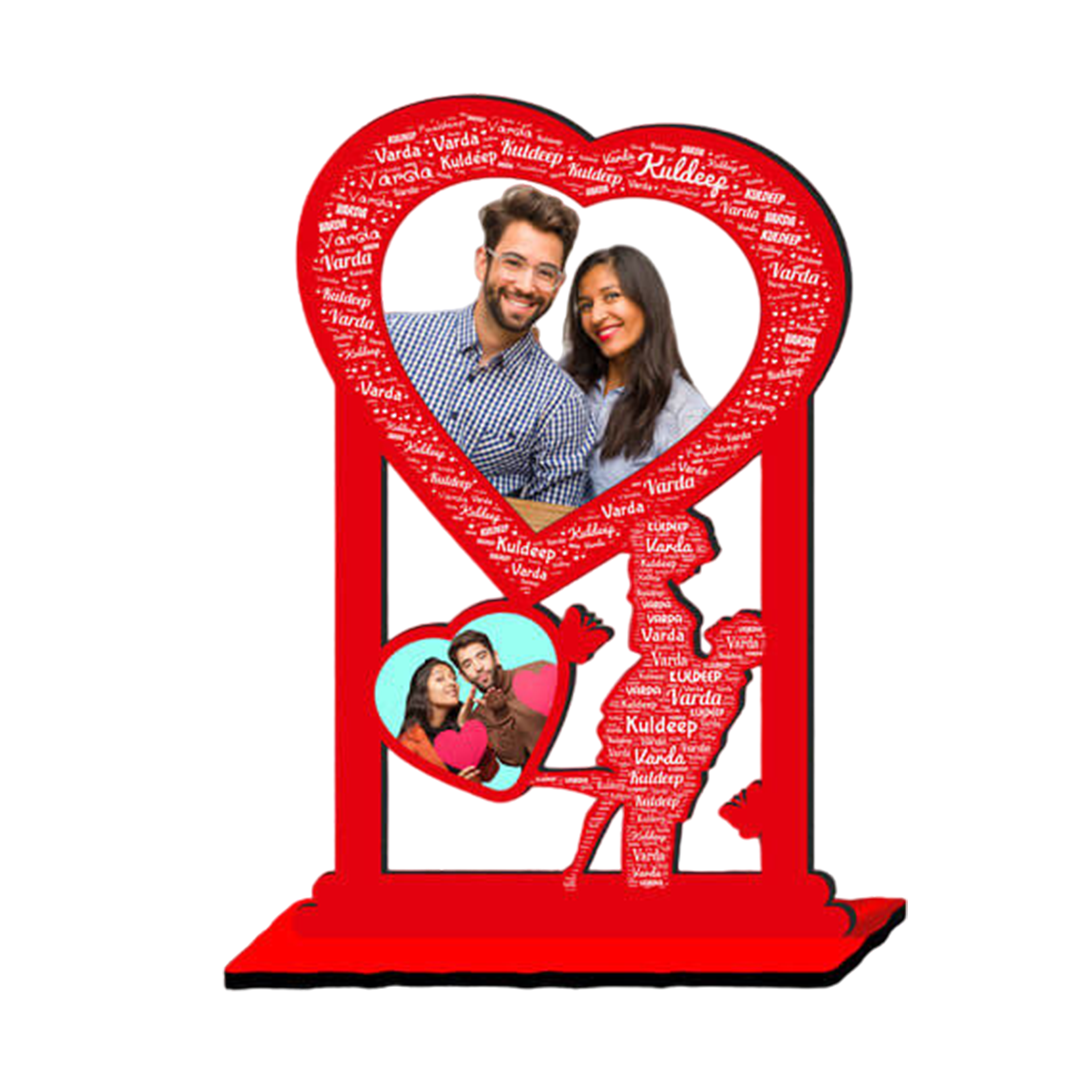 High Gloss Wood Cut Out Photo Frame with Name - corporate gift by YuBingo