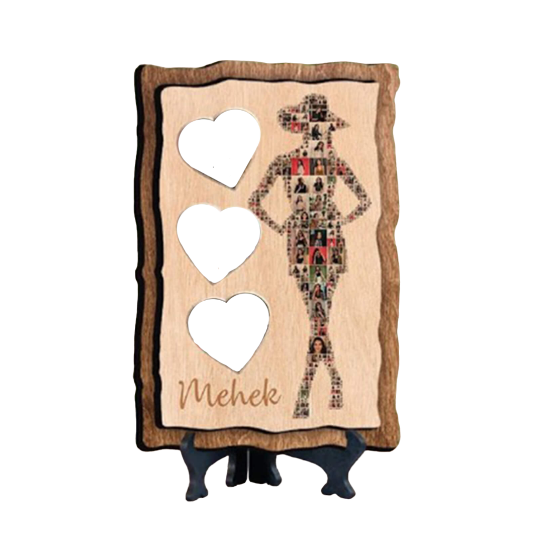 Mosaic Photo Frame Plaque - MDF Wood, 6x8 Inches, 3 Main Photos & 15-20 Mosaic Photos - product image 3