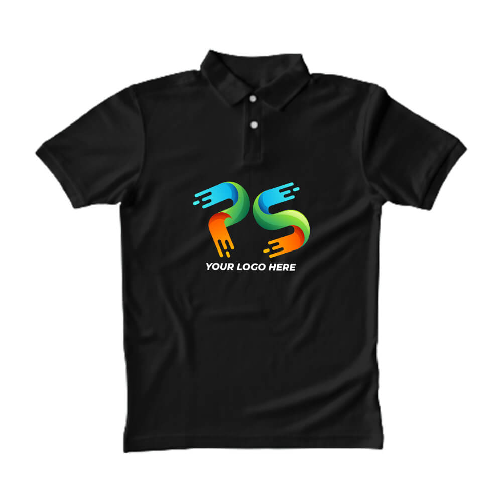 Polo Neck Black Customised Kids T-Shirt - Front And Back Print - product image 3