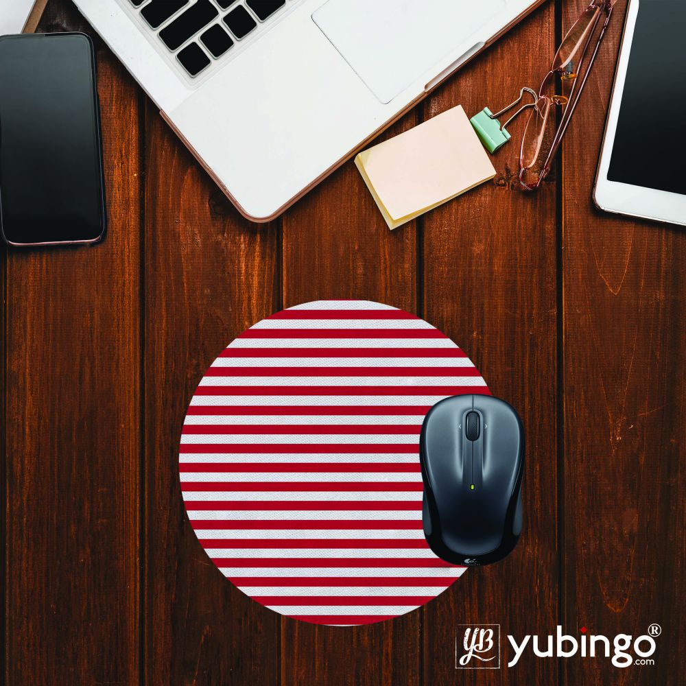 Red Stripes Mouse Pad (Round) - product image 2