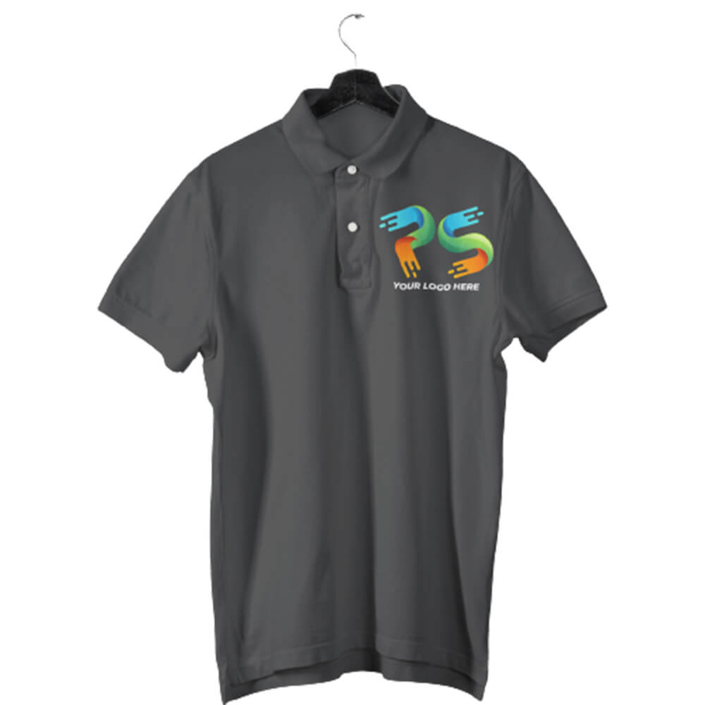 Charcoal Gray Customised Men's Polo Neck T-Shirt - Front and Back Print - product image 2