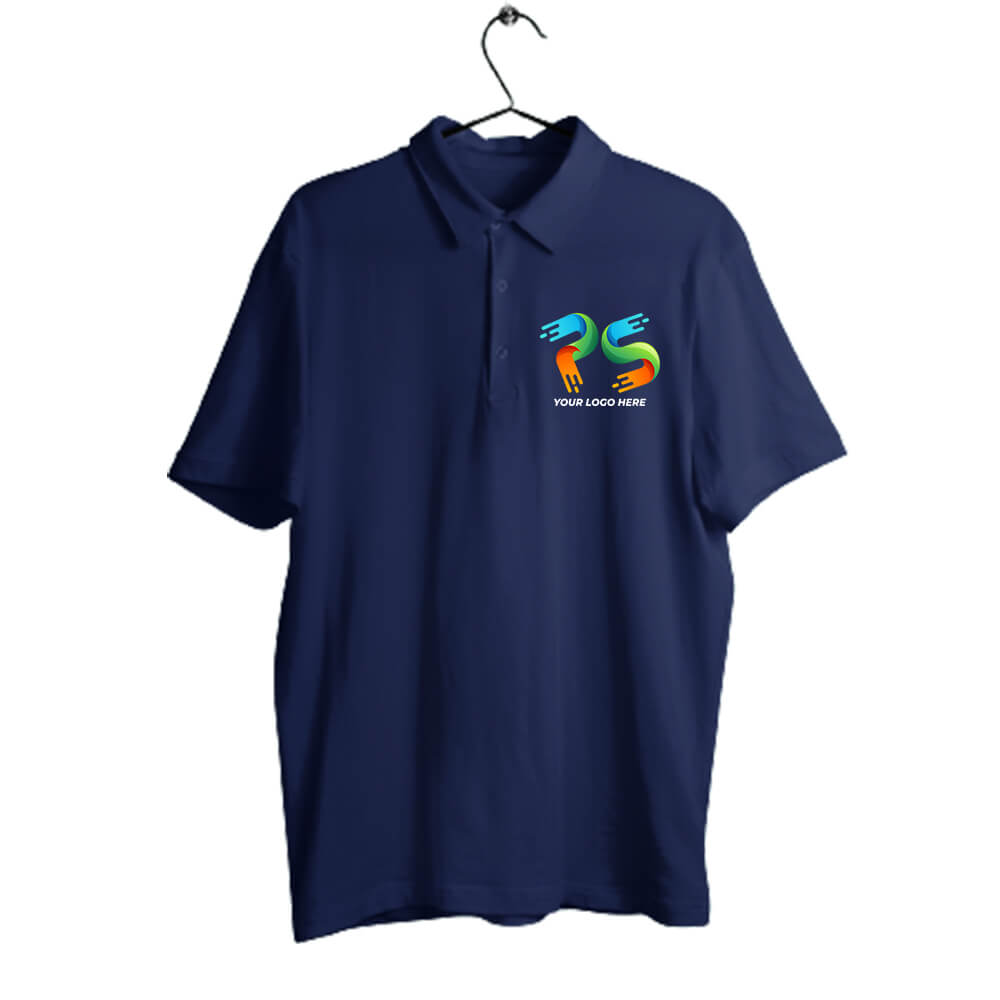 Navy Blue Customised Men's Polo Neck T-Shirt - Front and Back Print - product image 2